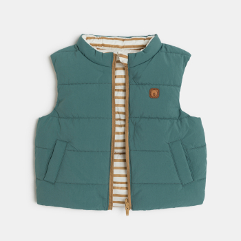 سترة بدون أكمام بوجهين باللون الأخضر للأطفال الصغار.